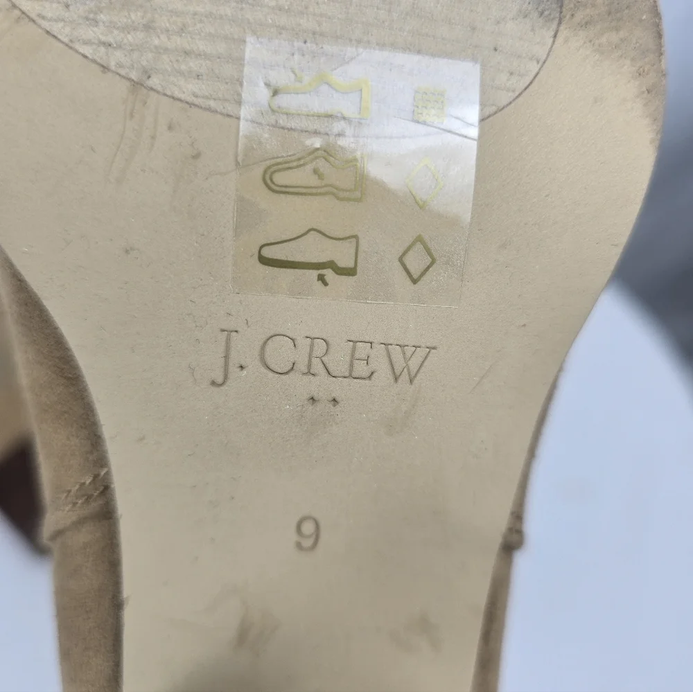 J.Crew Tan Suede Ankle Heeled Boots Sz 9